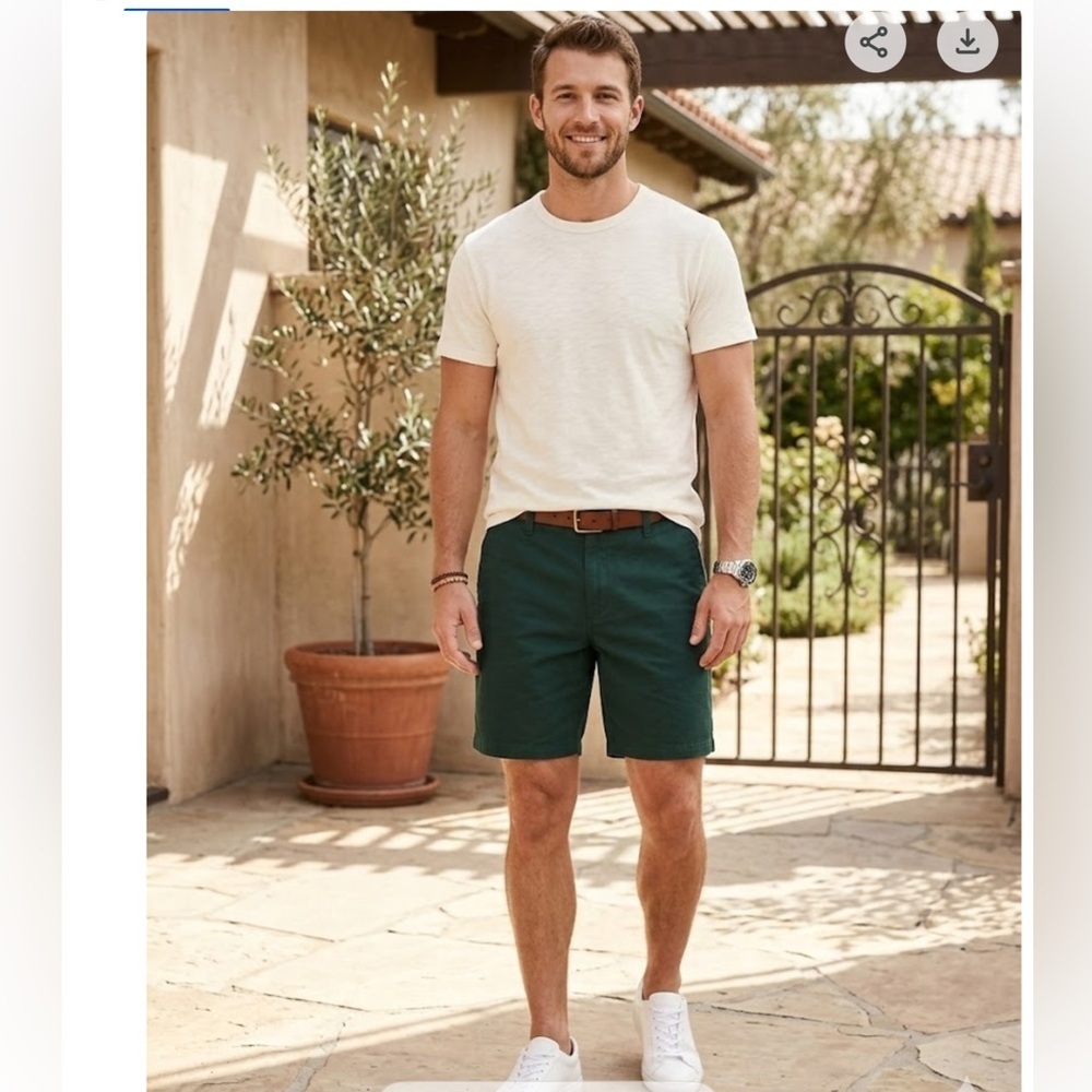 OLD NAVY Men's Green Chino Shorts - Classic Straight Fit. SIZE 36